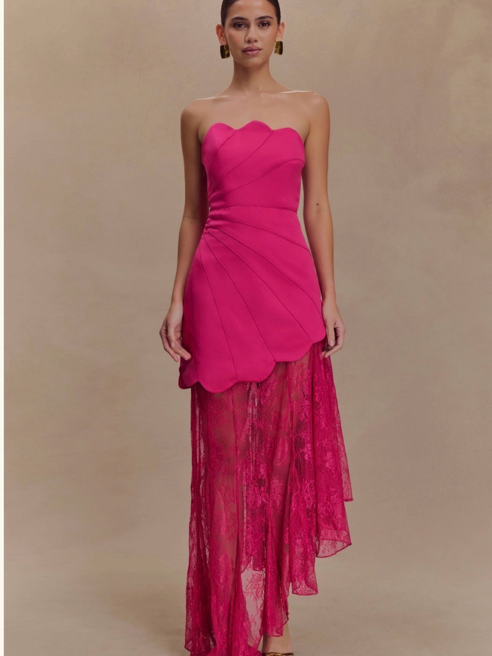 MESHKI Aleena Satin & Lace Maxi Dress NTW